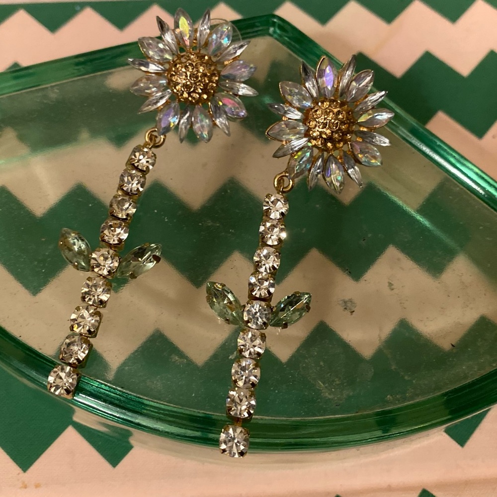 Floral rhinestone earrings